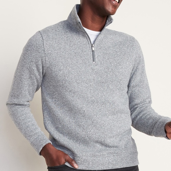 Old Navy Fleece Quarter Zip Men’s XL Grey Marled Pullover Athleisure Layer - Picture 1 of 9